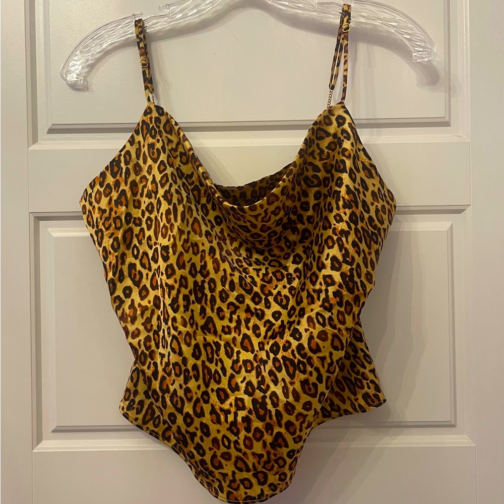Zara Woman’s Animal Print Cowl Neck Tank Top / Blouse Size:XL NWT